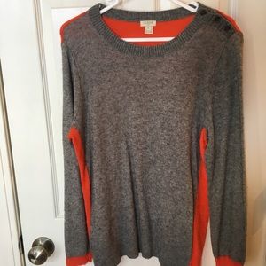 J. Crew Gray & Orange Sweater with Elbow Pads